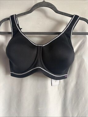 Freya Black Sports Bra with Silver Contrast Trim